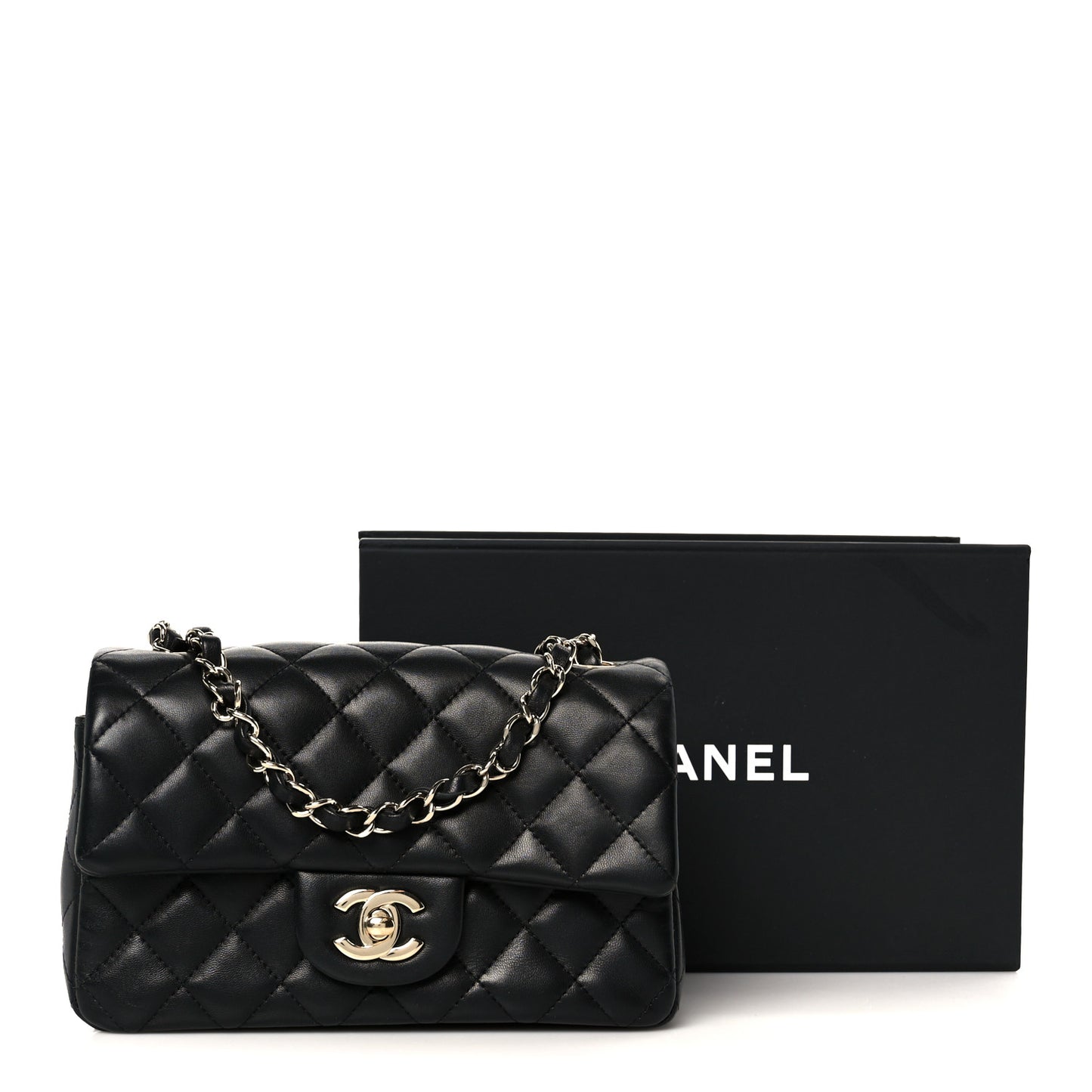 Lambskin Quilted Mini Rectangular Flap Black