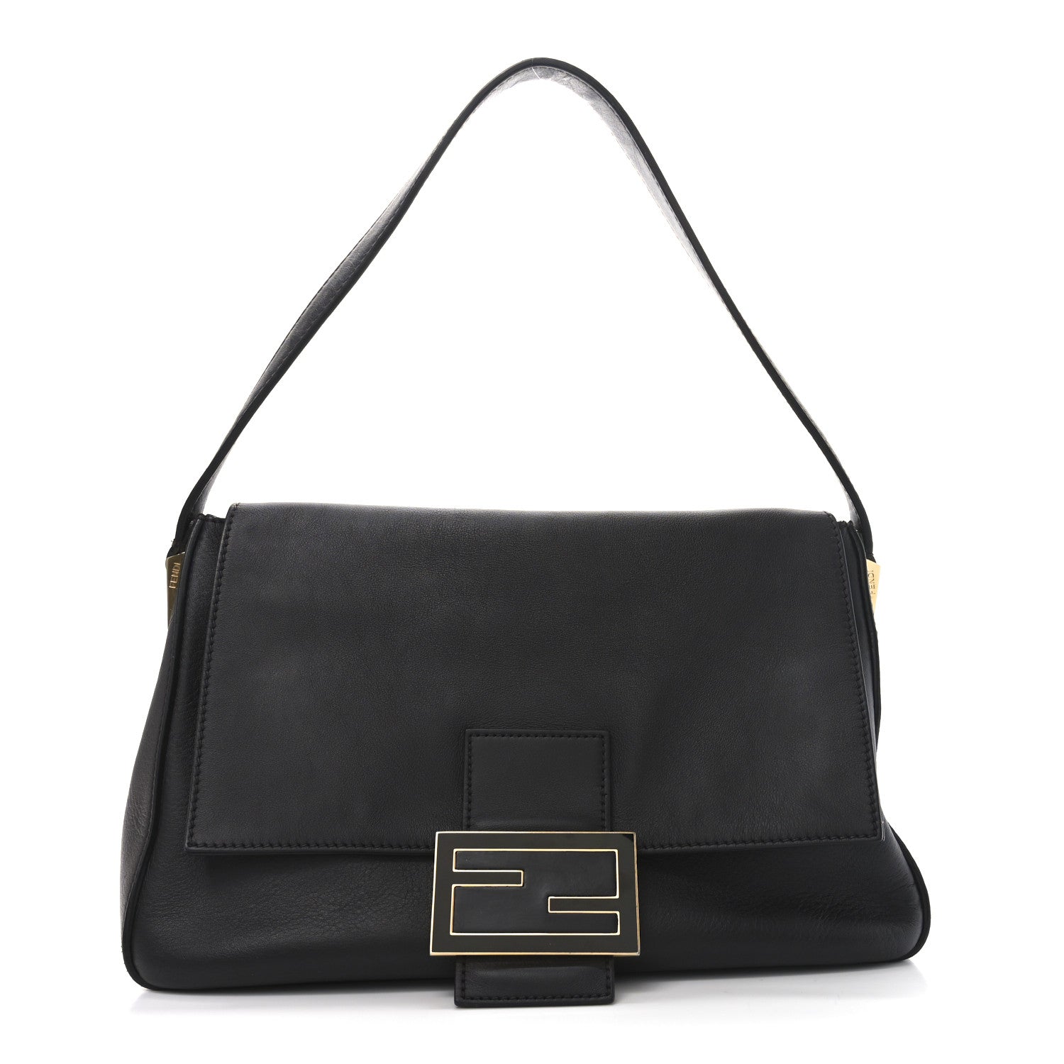 Fendi Vitello Flamingo Enamel Big Forever Mama Baguette Black 1 of 10