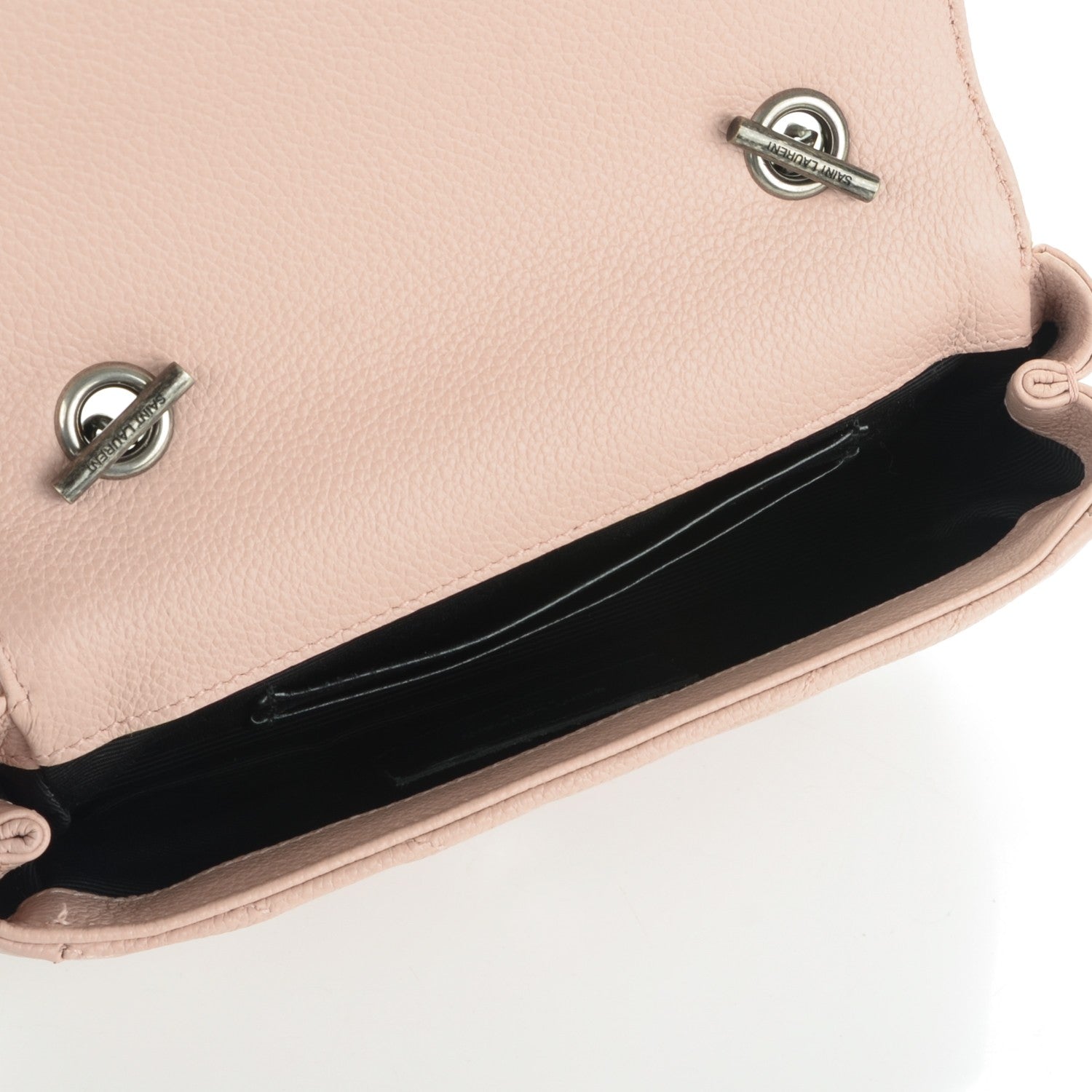 Saint Laurent Grained Calfskin Matelassé Chevron Monogram Classic Baby Chain Bag Pale Pink 5 of 7