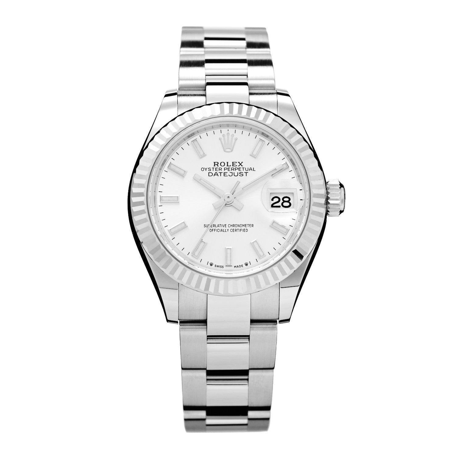 Rolex Stainless Steel 18K White Gold 28mm Oyster Perpetual Datejust Watch Silver 279174 1 of 5