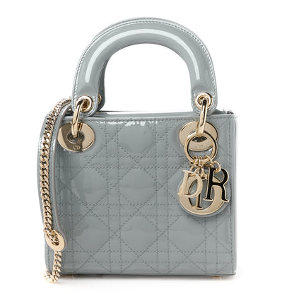 Christian Dior Patent Cannage Mini Lady Dior Grey Stone 1 of 10