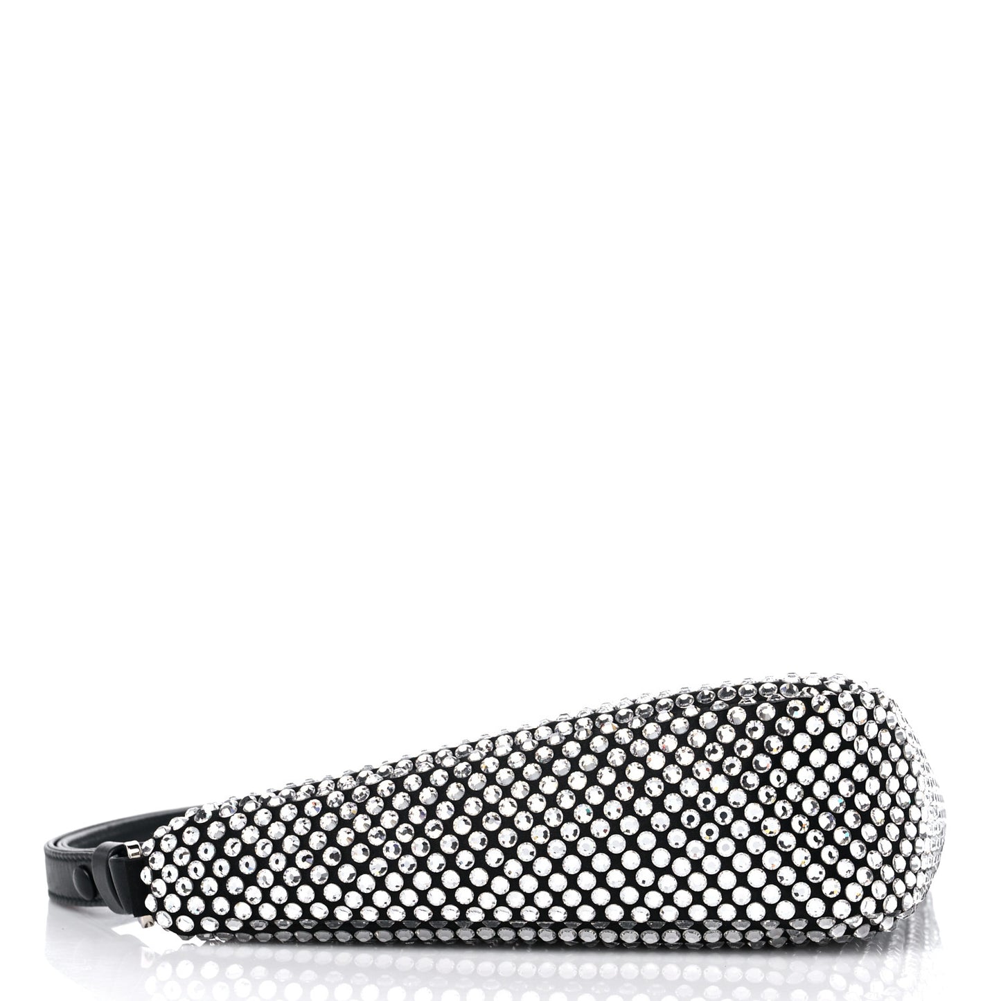 Satin Crystal Triangle Pouch Black