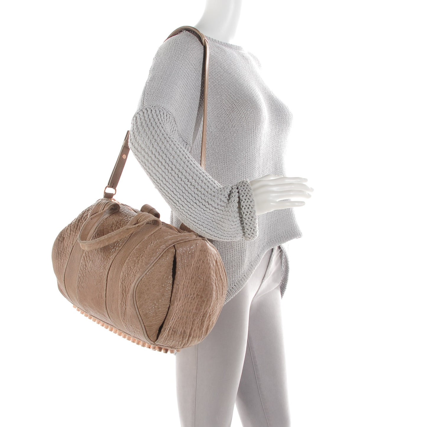 Pebbled Lambskin Rocco Latte Rose Gold Hardware