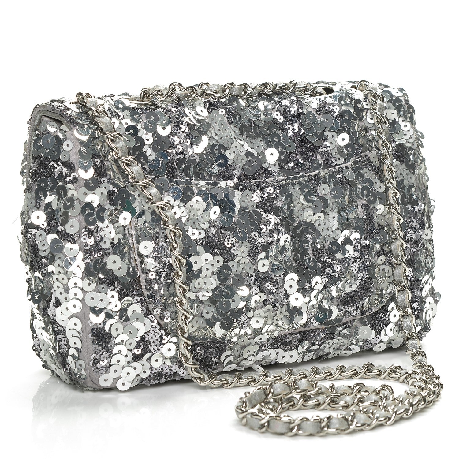 Chanel Sequin Classic Small Flap Silver 3 of 7