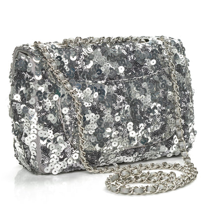 Chanel Sequin Classic Small Flap Silver 3 of 7