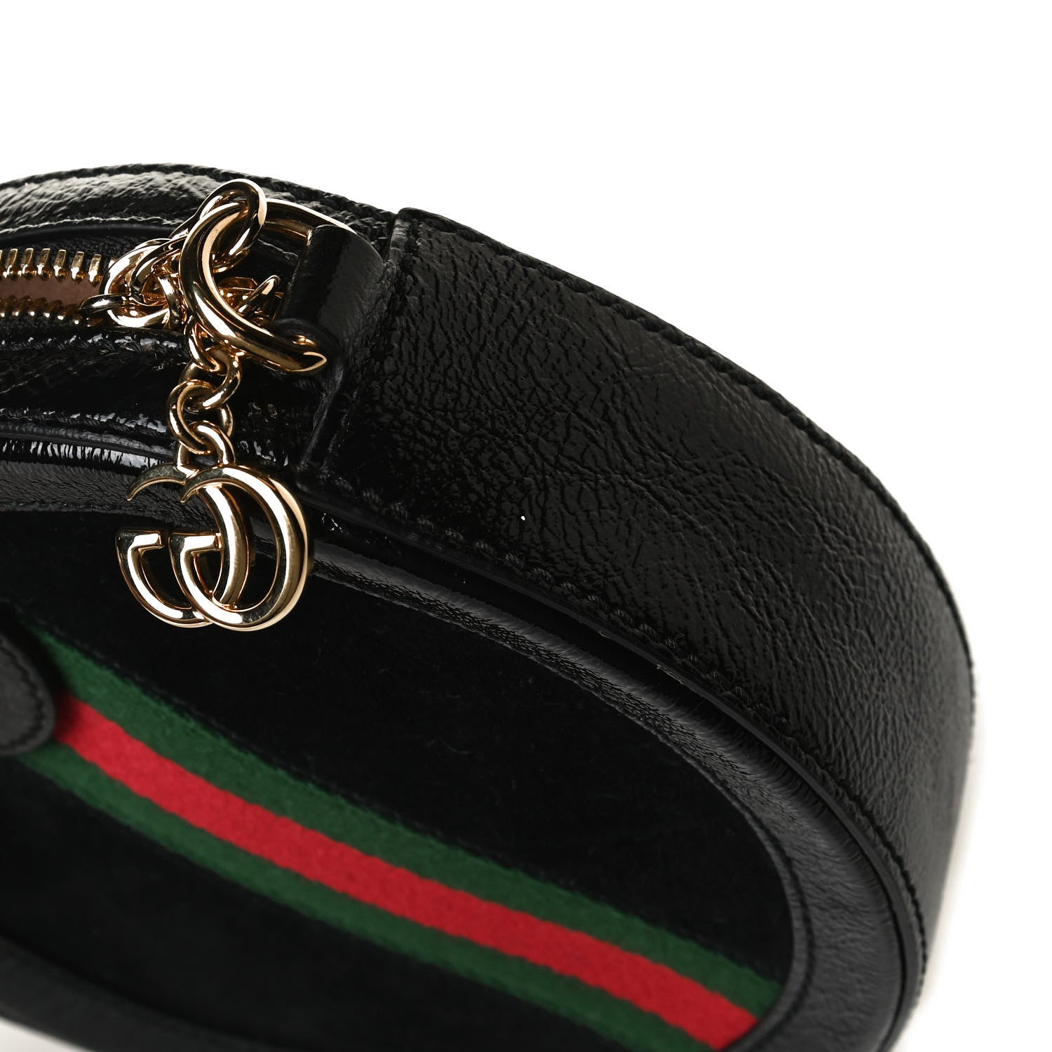 Gucci Suede Patent Web Mini Ophidia Round Shoulder Bag Black 12 of 12