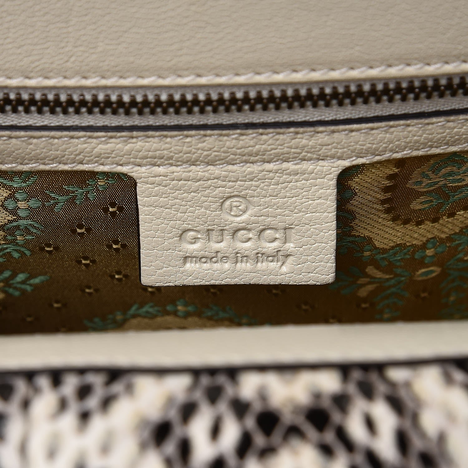 Gucci Calfskin Snakeskin Studded Medium Ottilia Top Handle Bag White 6 of 7