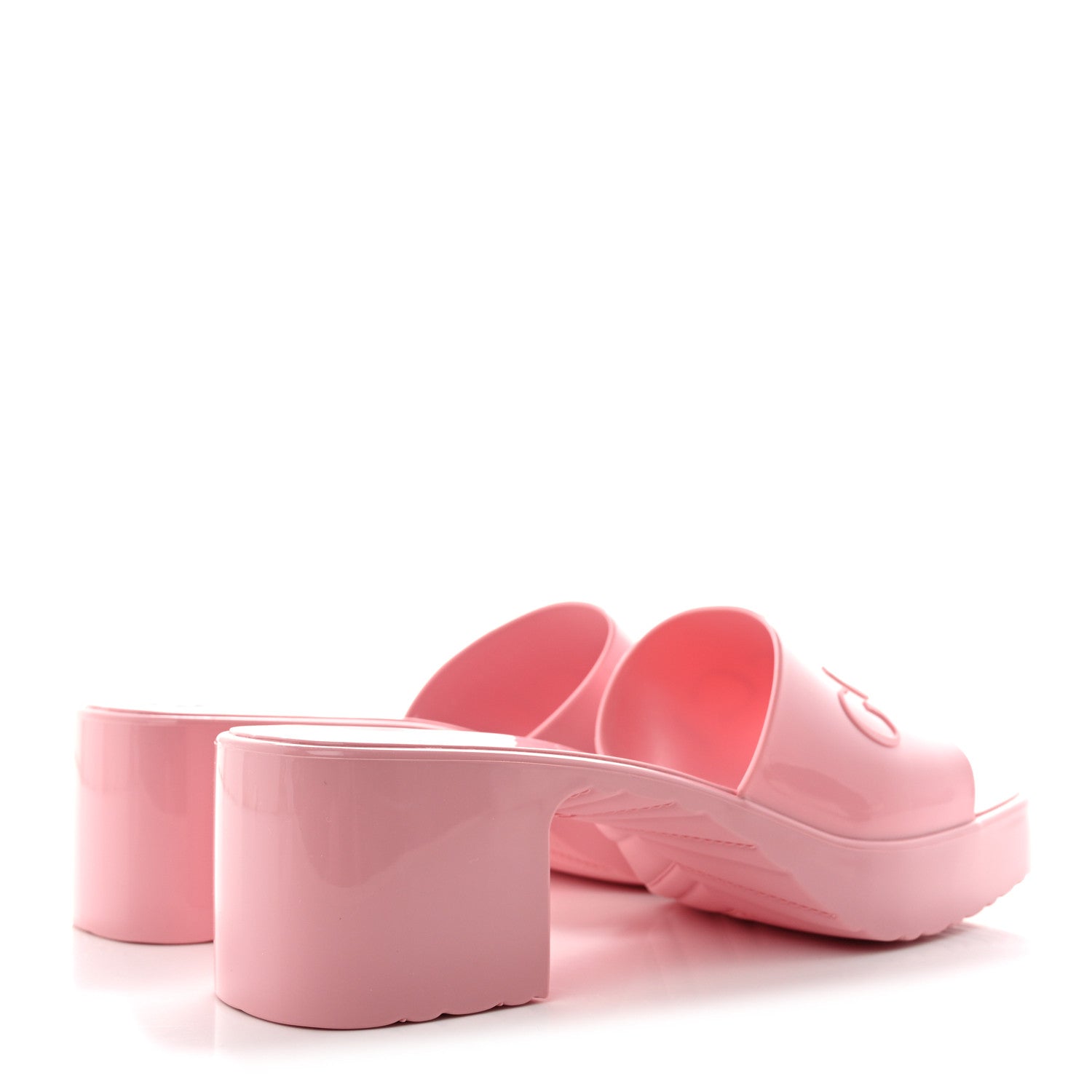 Gucci Rubber Gucci Logo Womens Platform 20/60mm Slide Sandals 37 Wild Rose 4 of 11