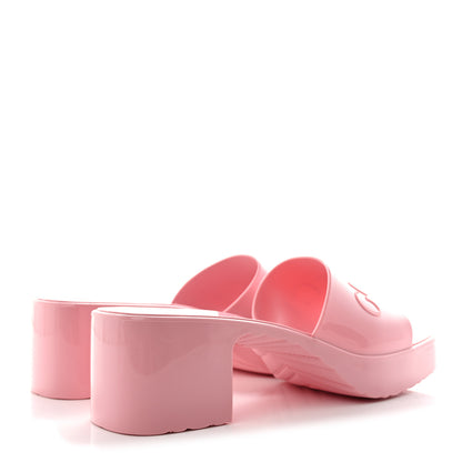 Gucci Rubber Gucci Logo Womens Platform 20/60mm Slide Sandals 37 Wild Rose 4 of 11
