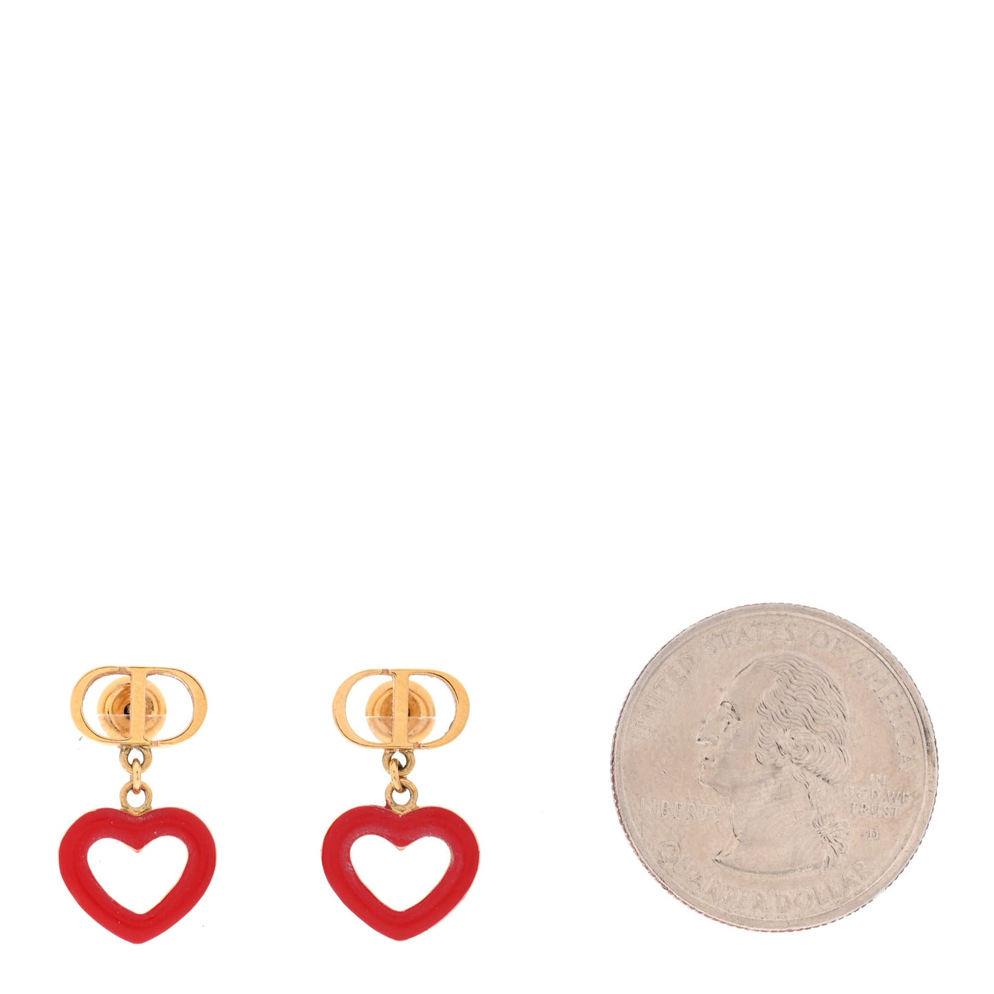 CD Dioramour Heart Earrings Gold Red
