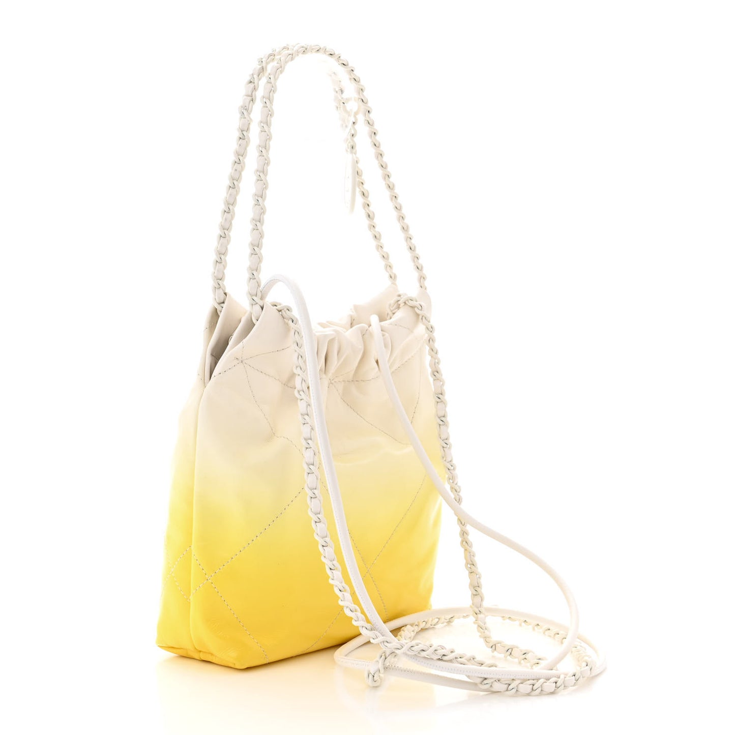 Patent Gradient Calfskin Quilted Mini Chanel 22 White Yellow