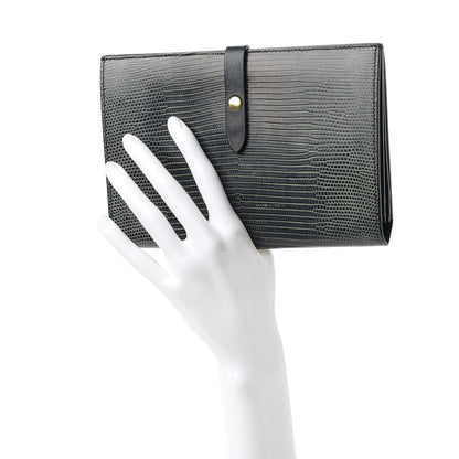 Celine Lizard Calfskin Large Multifunction Strap Wallet Black 2 of 9