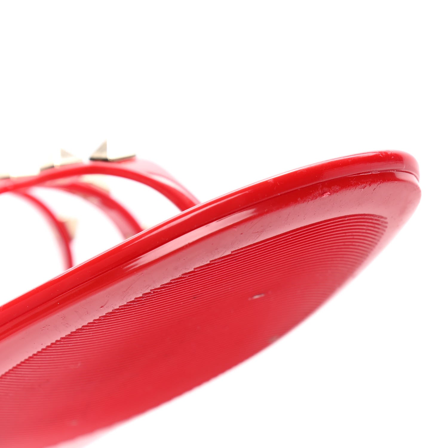 Valentino Garavani PVC Jelly Rockstud Caged Flat Thong Sandals 38 Rouge Pur 5 of 5