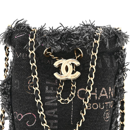Chanel Denim Quilted Mood Mini Bucket With Chain Black Multicolor 8 of 10