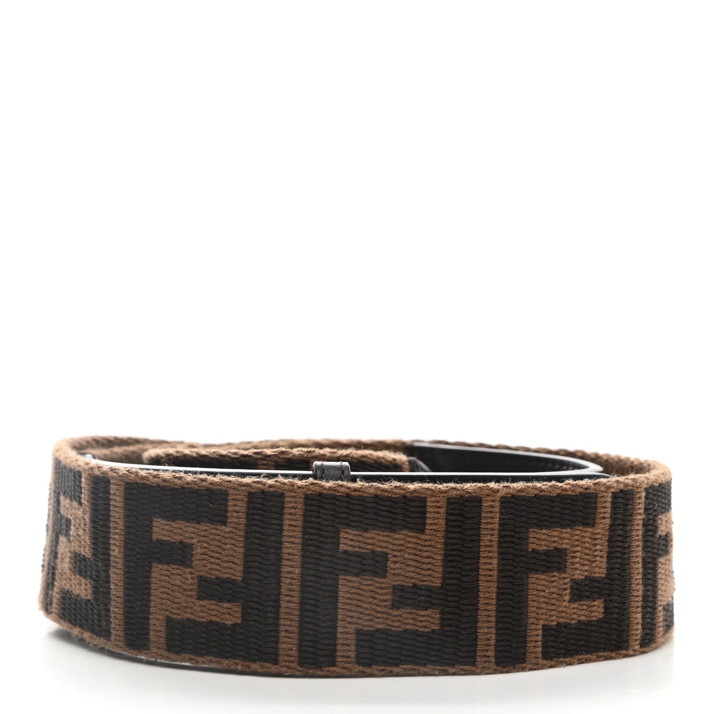 Ribbon Vitello Century FF 1974 Flat Studded Strap You Fango Marrone Ebano
