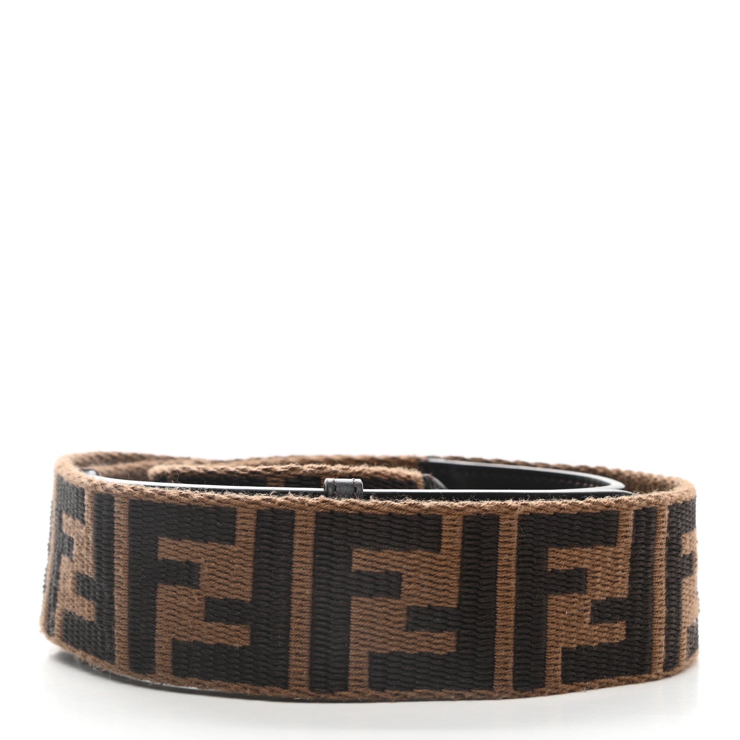 Fendi Ribbon Vitello Century FF 1974 Flat Studded Strap You Fango Marrone Ebano 2 of 4