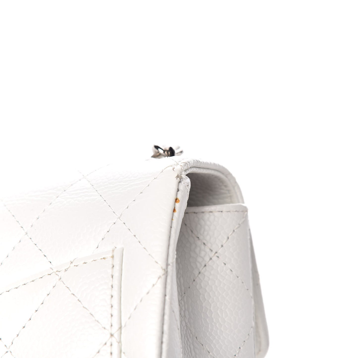 Caviar Quilted Mini Square Flap White