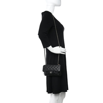 Chanel Caviar Fabric Quilted Foldable Tote With Chain Black Multicolor 3 of 19