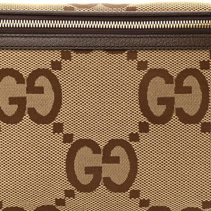 Gucci Monogram Jumbo GG Textured Dollar Calfskin Web Belt Bag Camel Ebony New Acero 8 of 10