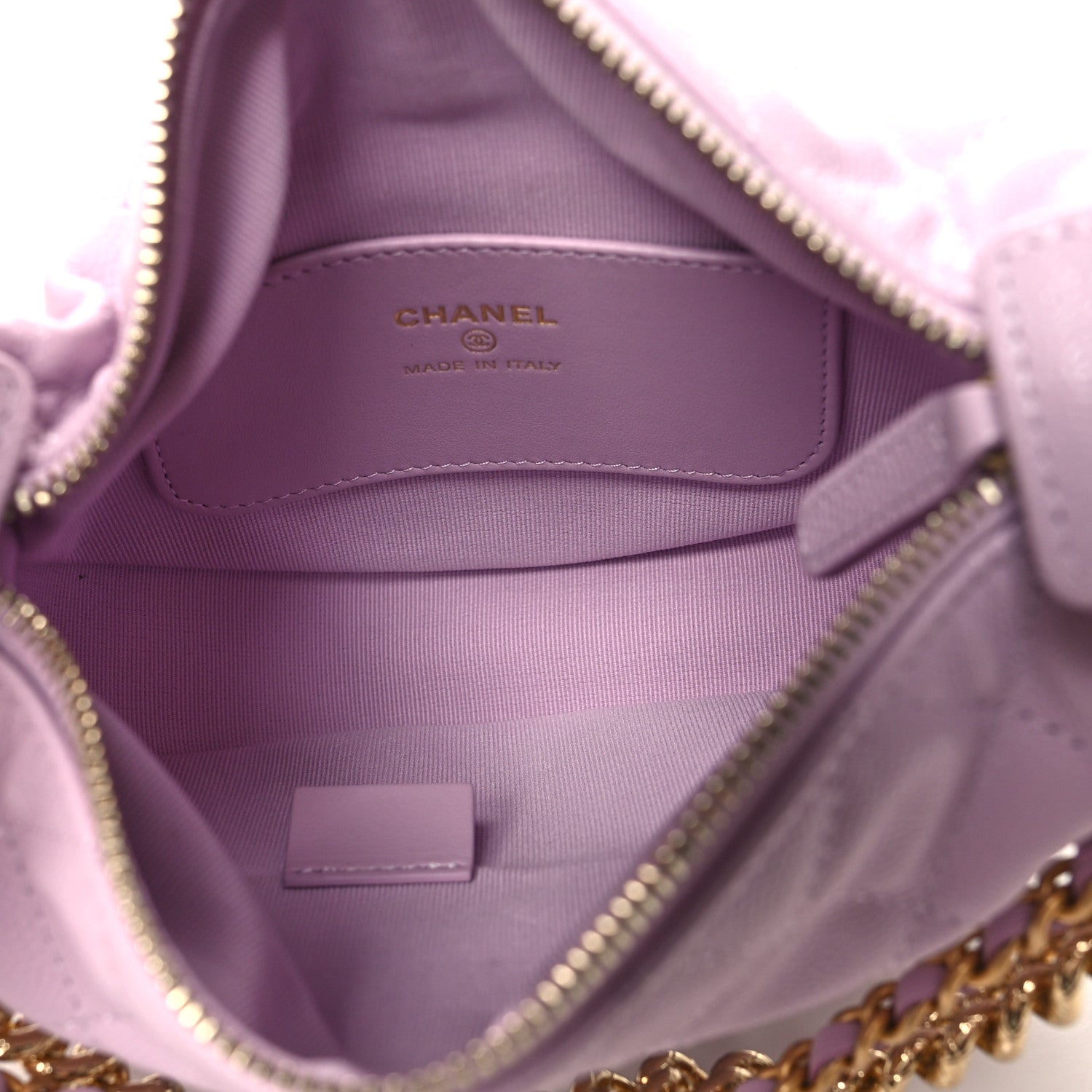 Chanel Shiny Caviar Quilted Bow Pouch Hobo Light Purple 5 of 12