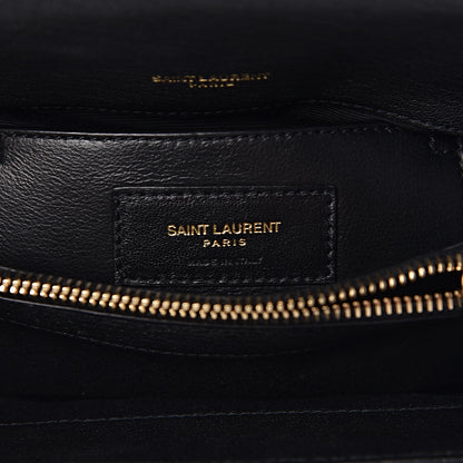 Saint Laurent Sheepskin Matelasse Chevron Monogram Medium College Bag Black 7 of 10