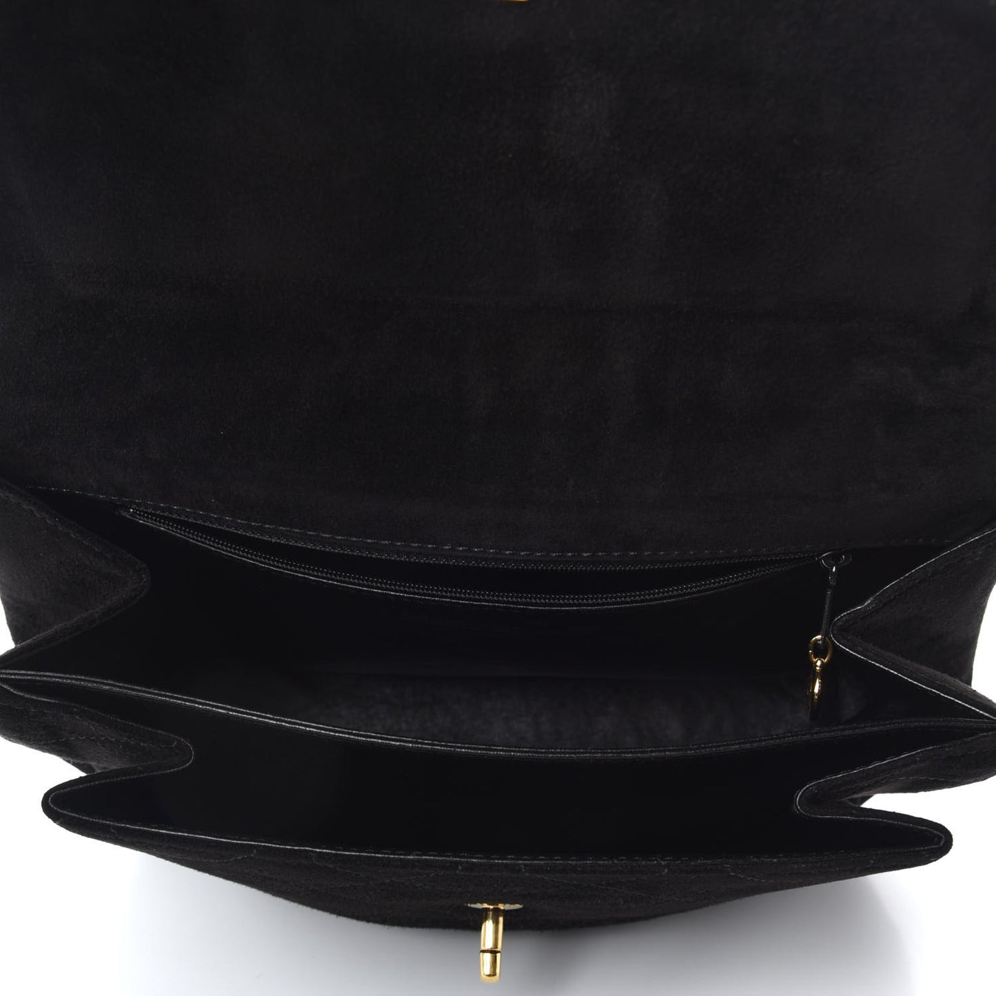 Suede Diamond Stitched Flap Bag Black