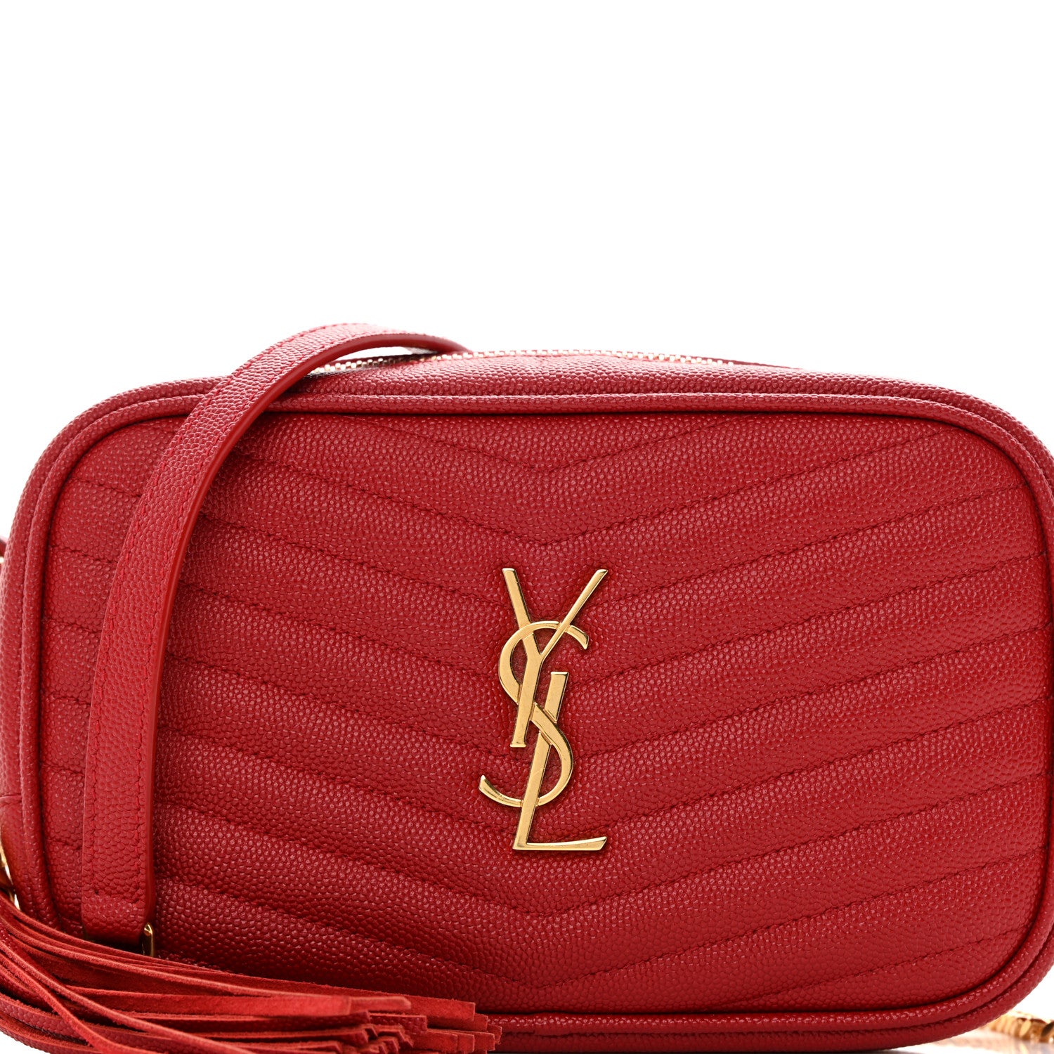 Saint Laurent Grain De Poudre Matelasse Monogram Mini Lou Camera Bag Eros Red 8 of 12
