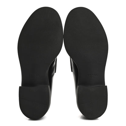 Prada Spazzolato Metal Triangle Logo 50mm Loafers 37 Black 6 of 13
