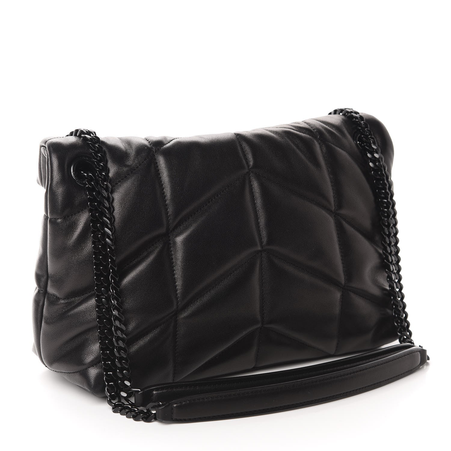 Saint Laurent Lambskin Quilted Small Loulou Puffer Monogram Chain Satchel Black 3 of 12