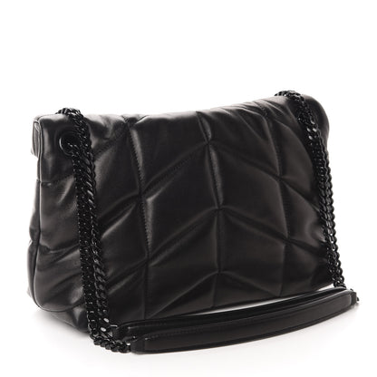 Saint Laurent Lambskin Quilted Small Loulou Puffer Monogram Chain Satchel Black 3 of 12