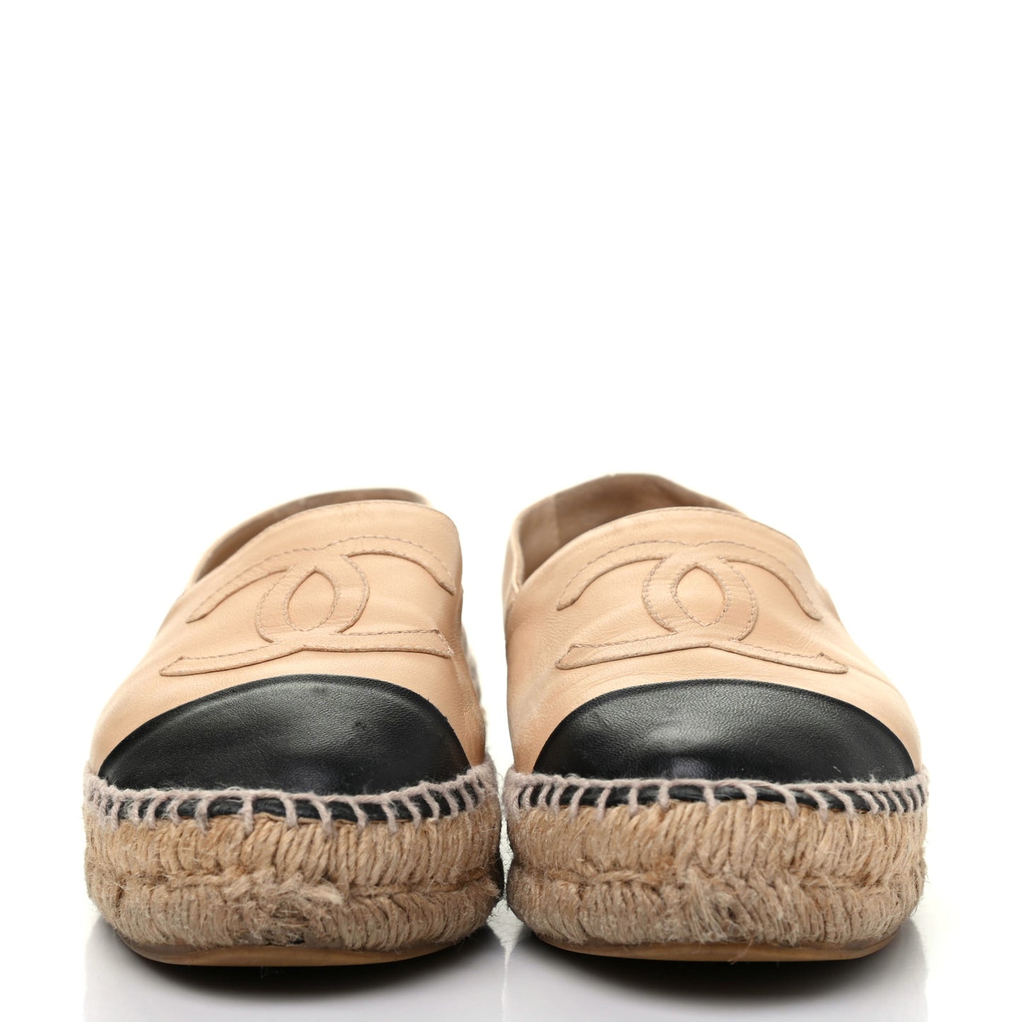 Lambskin CC Espadrilles 36 Beige Black