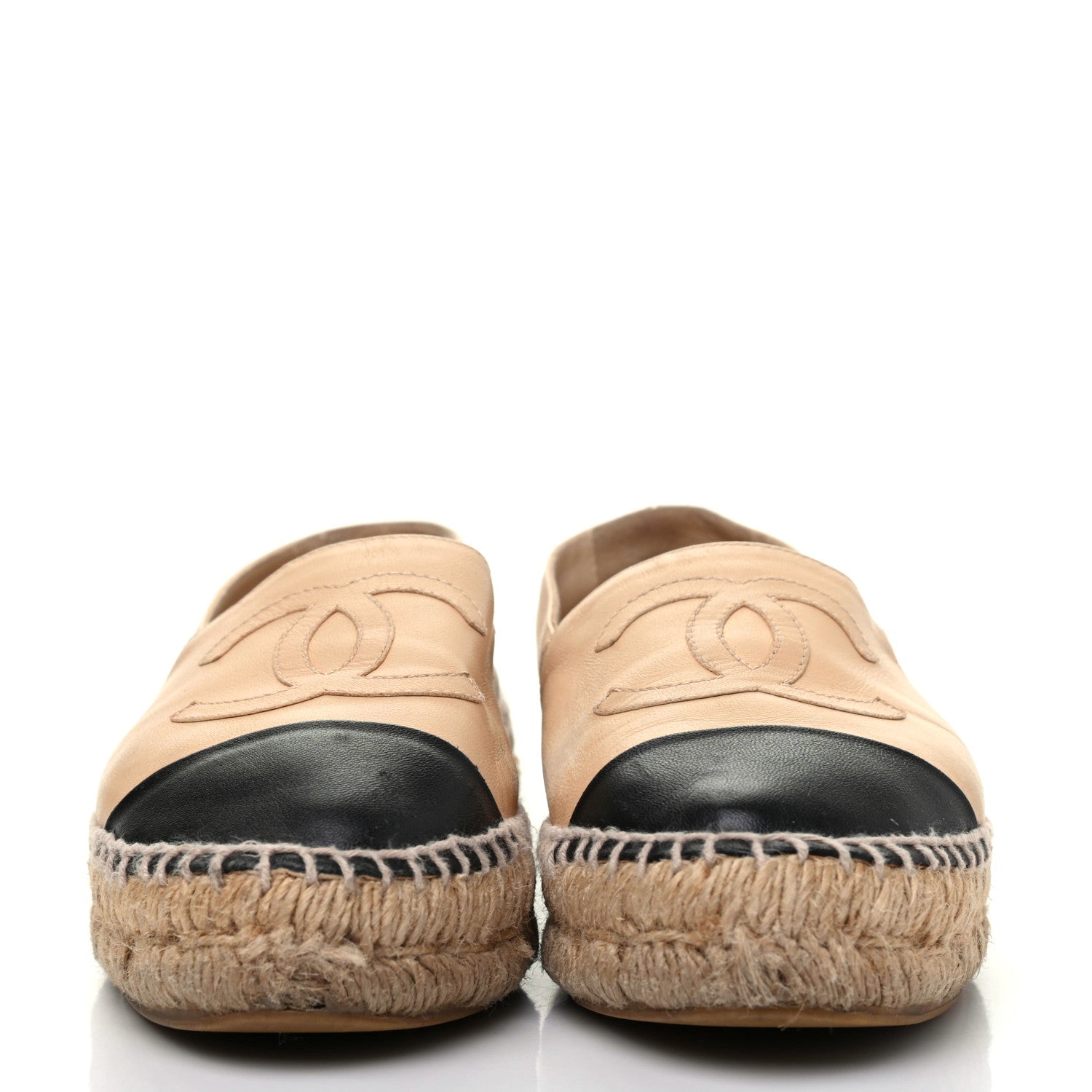 Chanel Lambskin CC Espadrilles 36 Beige Black 2 of 17
