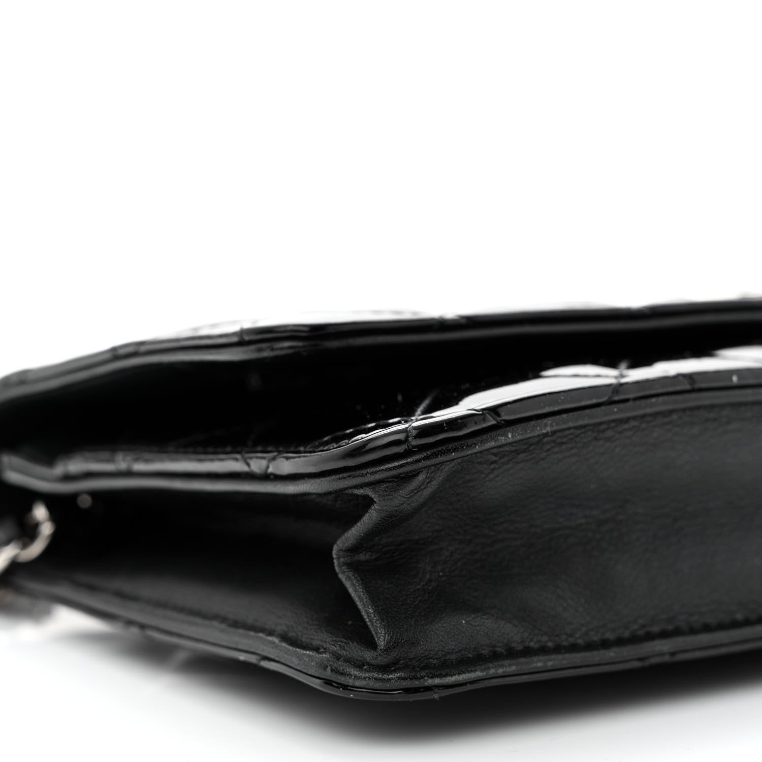 Chanel Patent Quilted Wallet On Chain WOC Black 10 of 13