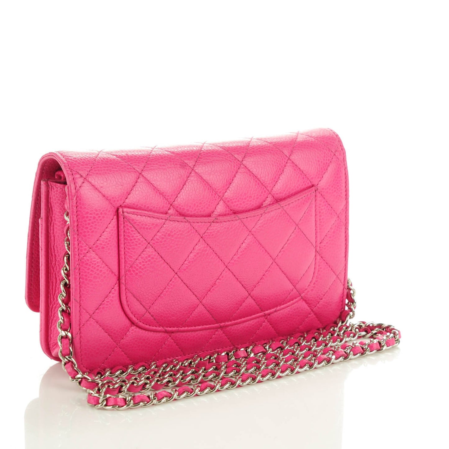 Caviar Quilted Wallet On Chain WOC Pink