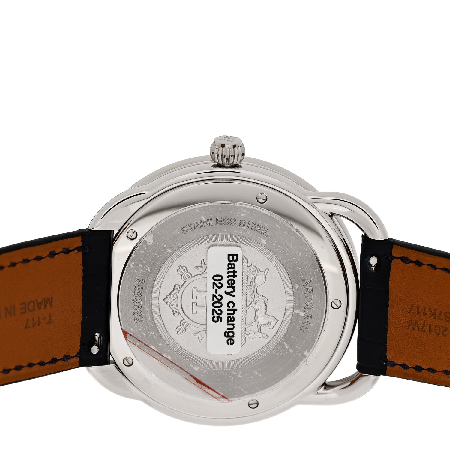Hermes Stainless Steel Alligator 40mm Arceau Quartz Watch Bleu Abysse 4 of 6