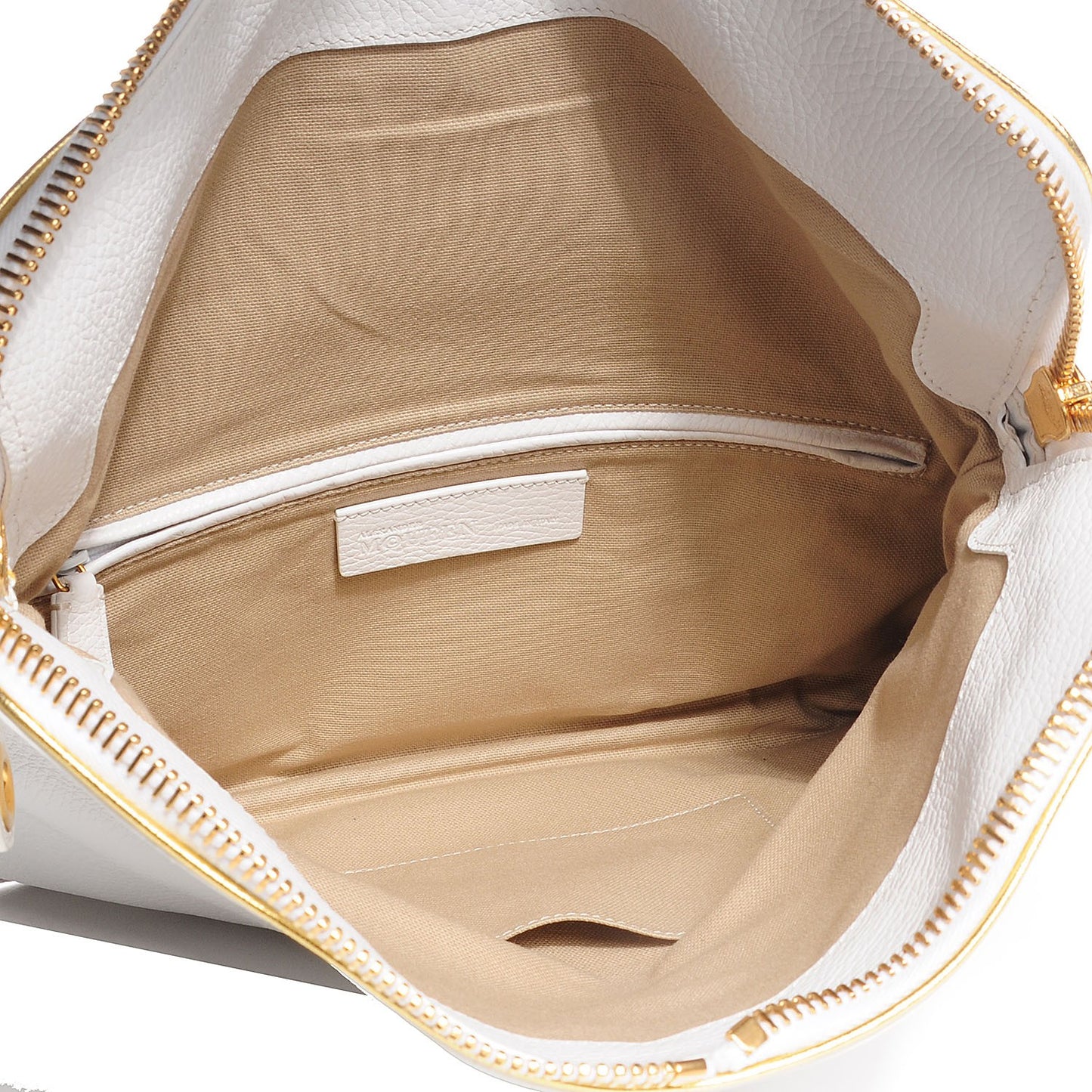 Grainy Calfskin Padlock Skull Clutch White