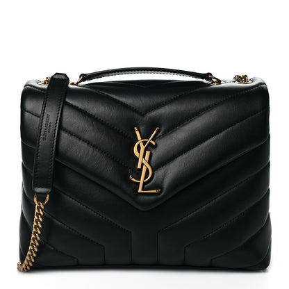 Saint Laurent Calfskin Y Quilted Monogram Small Loulou Chain Satchel Black 1 of 10