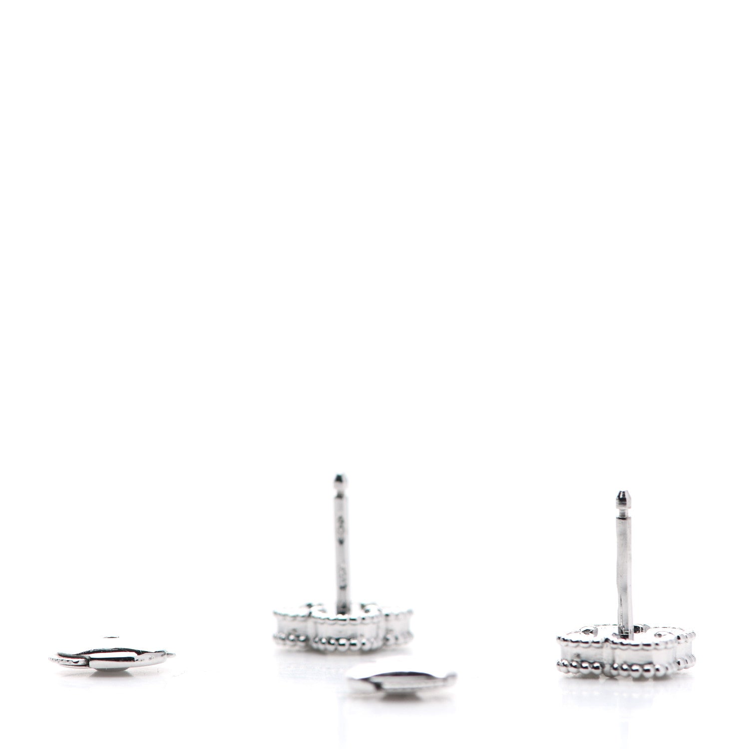 Van Cleef & Arpels 18K White Gold Mother of Pearl Sweet Alhambra Earrings 3 of 6
