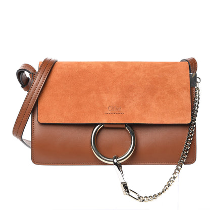 Chloe Suede Calfskin Small Faye Shoulder Bag Tobacco 1 of 10