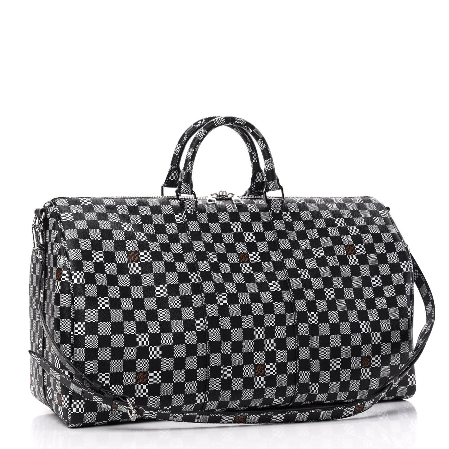 Damier Distorted Keepall Bandouliere 50 Black White