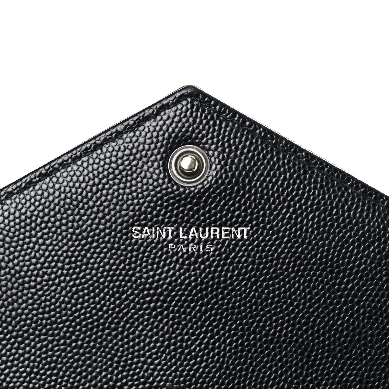 Saint Laurent Grain De Poudre Matelasse Chevron Monogram Monochrome Envelope Chain Wallet Black 7 of 18