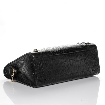 Balenciaga Calfskin Crocodile Embossed Giant 12 Gold Hardware City Black 4 of 6