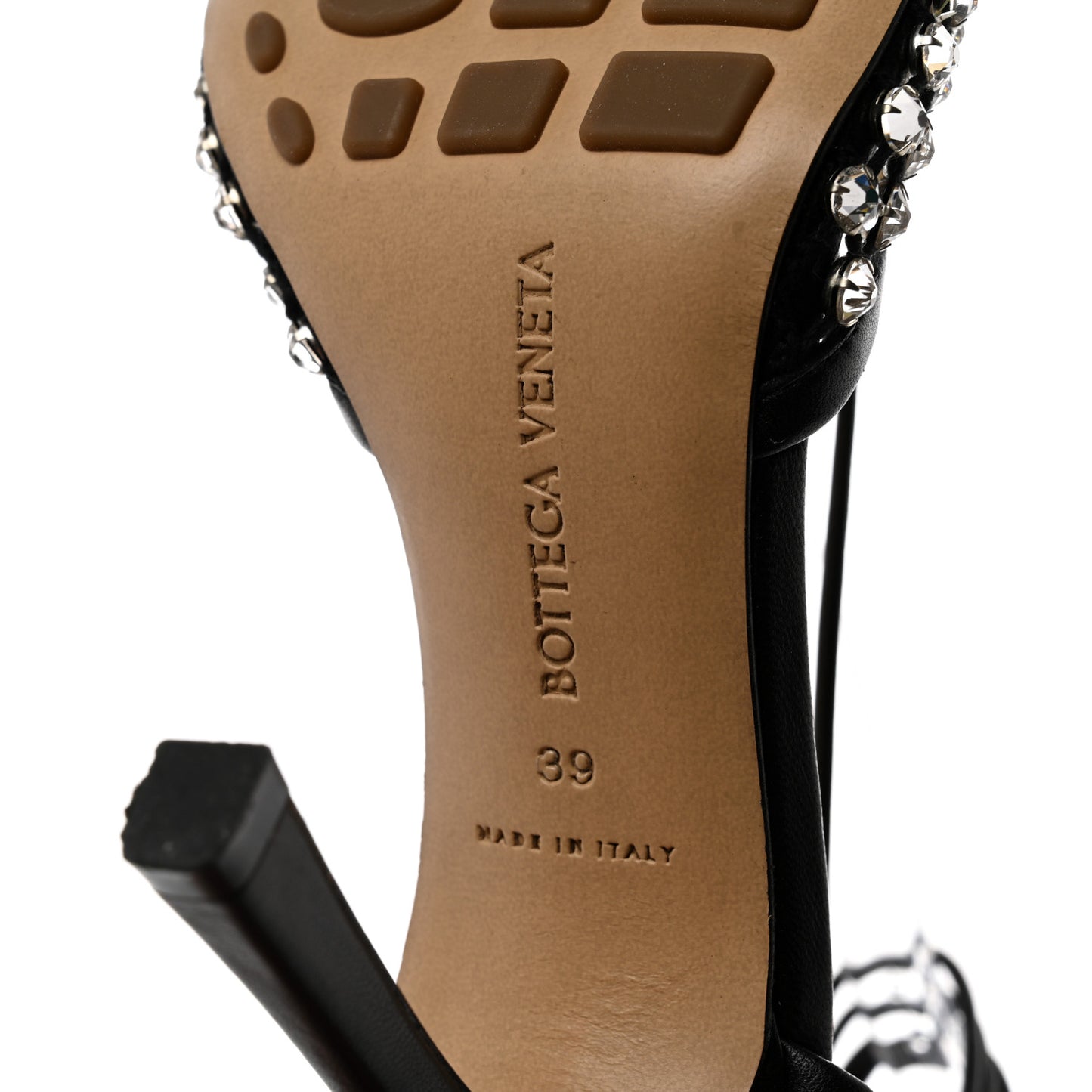 Mesh Nappa Crystal Embellished Sparkle Stretch Ankle Tie Sandals 39 Black