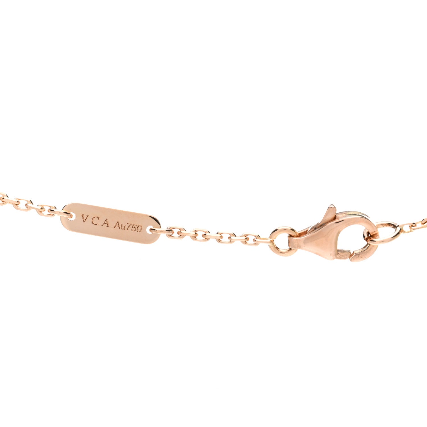 Van Cleef & Arpels 18K Rose Gold Diamond Pink Porcelain Vintage Alhambra Pendant Necklace 4 of 5