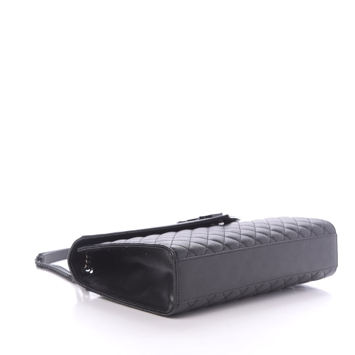 Saint Laurent Grain De Poudre Textured Mixed Matelasse Large Triquilt Monogram Monochrome Satchel Black 4 of 13