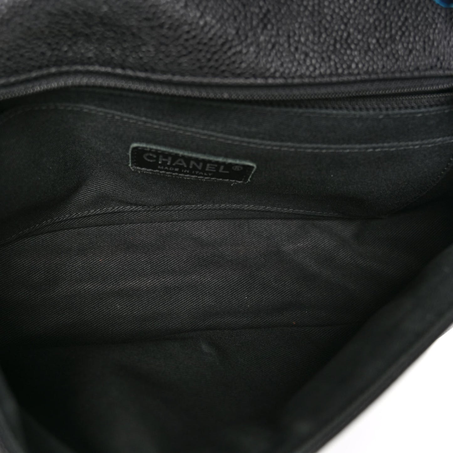 Caviar Medium Timeless CC Flap Navy Blue