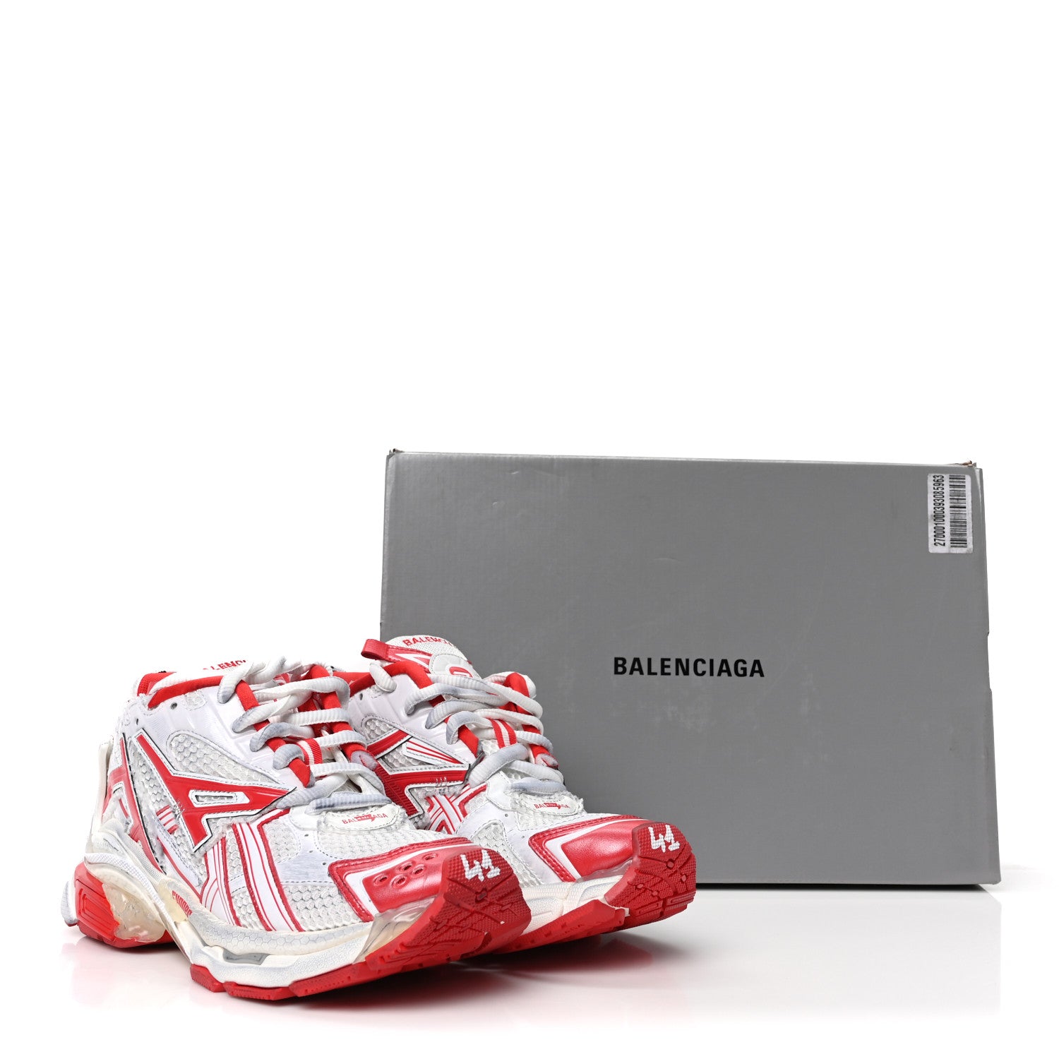 Balenciaga Mesh Rubber Bi-Color Mens Runner Sneakers 41 Red White