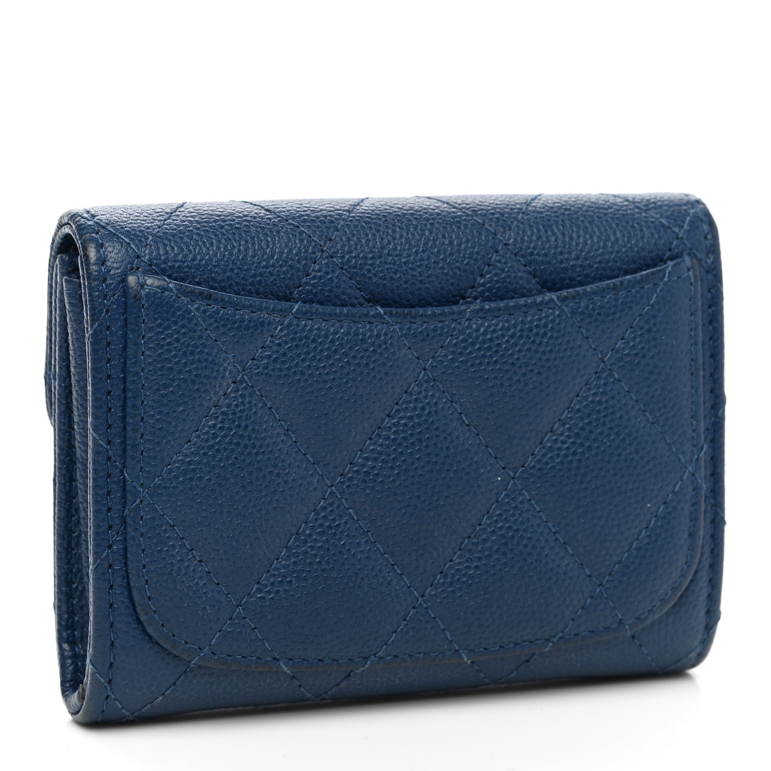 Chanel Caviar Quilted Flap Card Holder Wallet Navy 3 of 12
