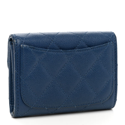 Chanel Caviar Quilted Flap Card Holder Wallet Navy 3 of 12