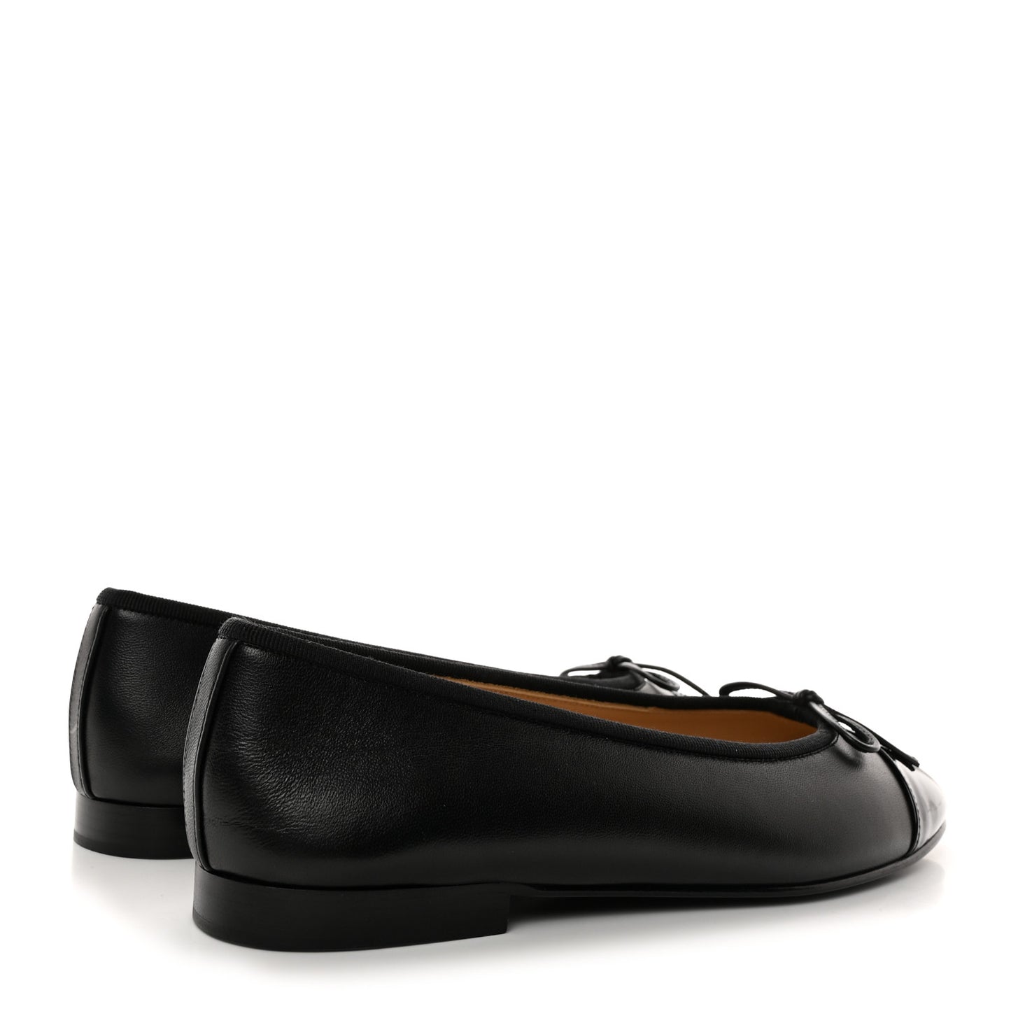 Lambskin Patent Cap Toe Ballerina Flats 37.5 Black